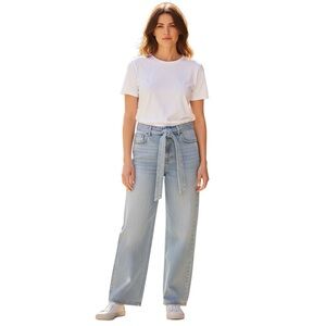 GAP Wide-Leg High Rise Jeans 12/31R Light Wash Belted Tie Waist Denim Pants